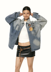 Embroidered Badge Denim Jacket